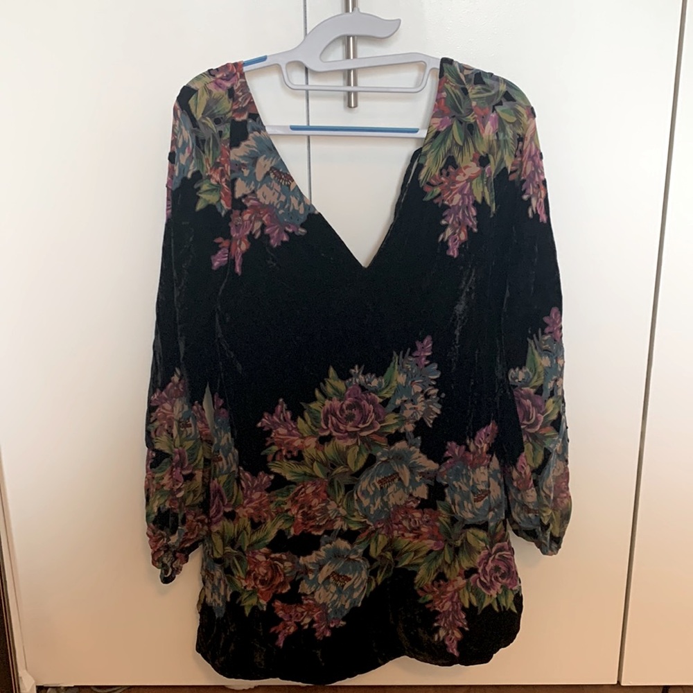 Free People floral and crushed velvet dress